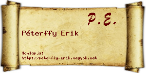 Péterffy Erik névjegykártya